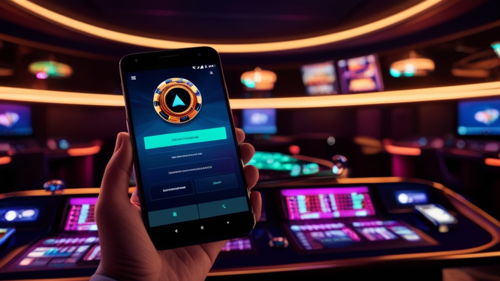 Android-toestel met APK-installatie in casinostijl