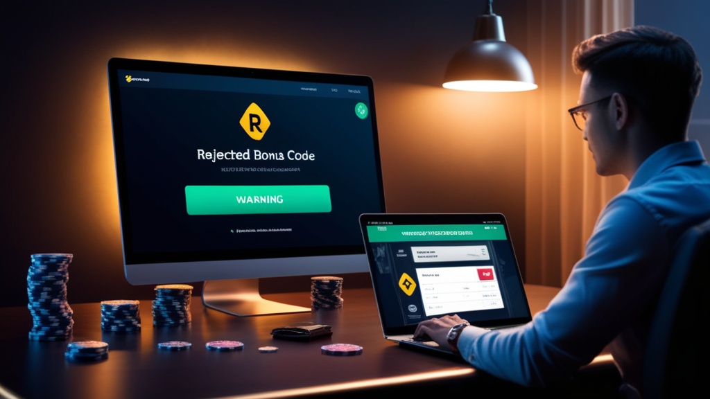 Waarschuwing op scherm bij een geweigerde bonuscode in een casino