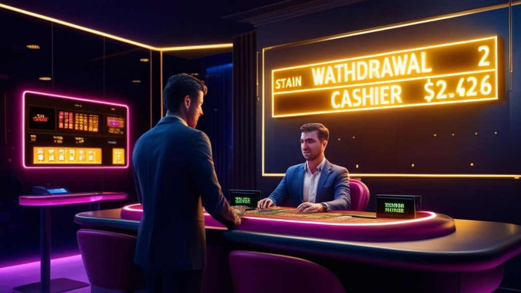 Weekendopname in een donkere casinoruimte met neon en wachtstatus